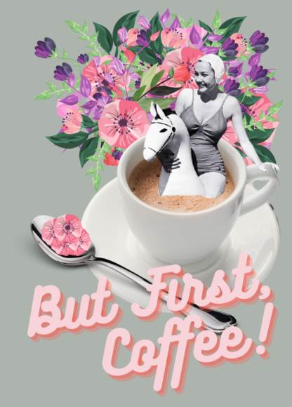 Grußkarte Postkarte But First coffee