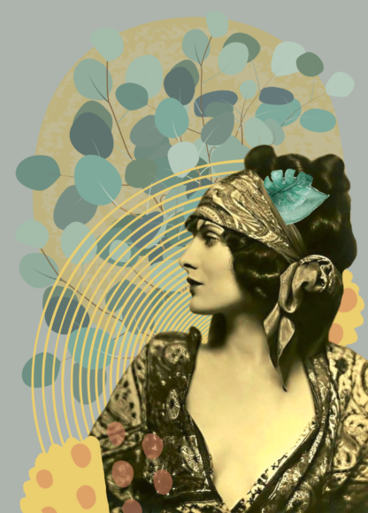 Postkarte Frau 20er Jahre Collage 1