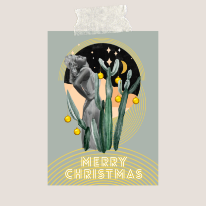 Merry Christmas Postkarte Frau Kaktus